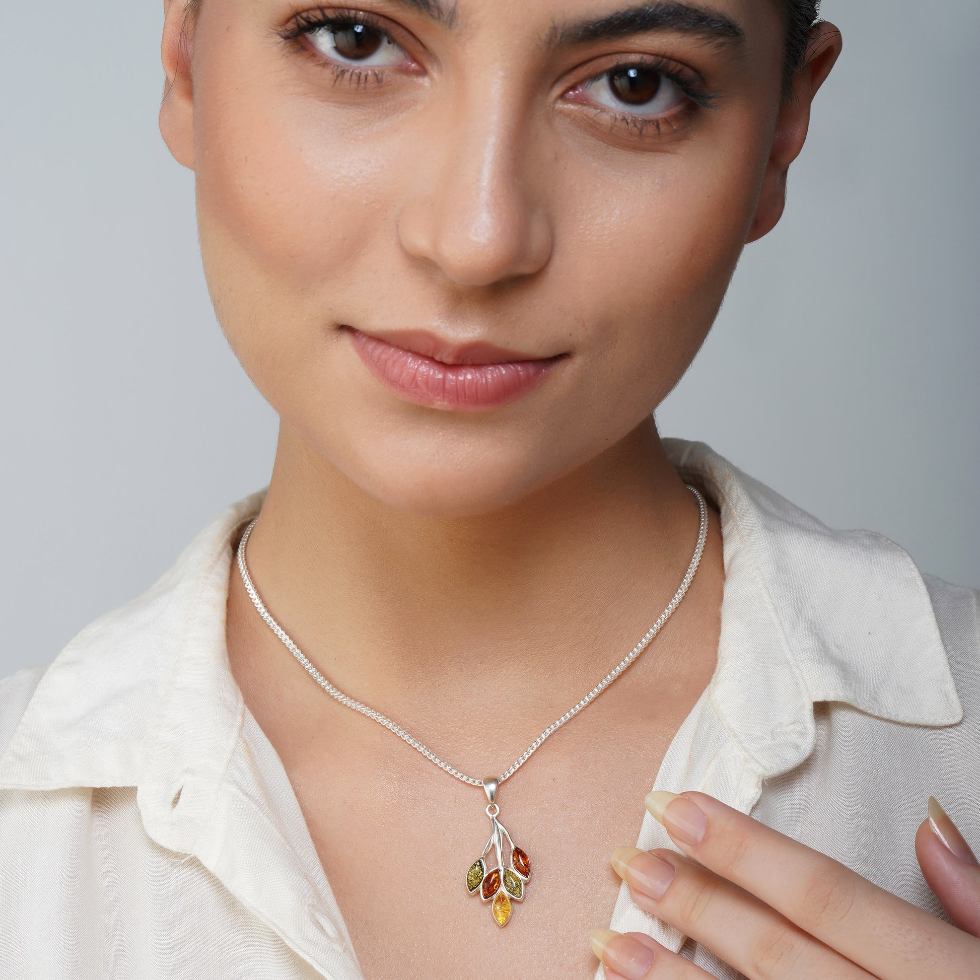 Five-Leaves Twig Pendant in Sterling Silver