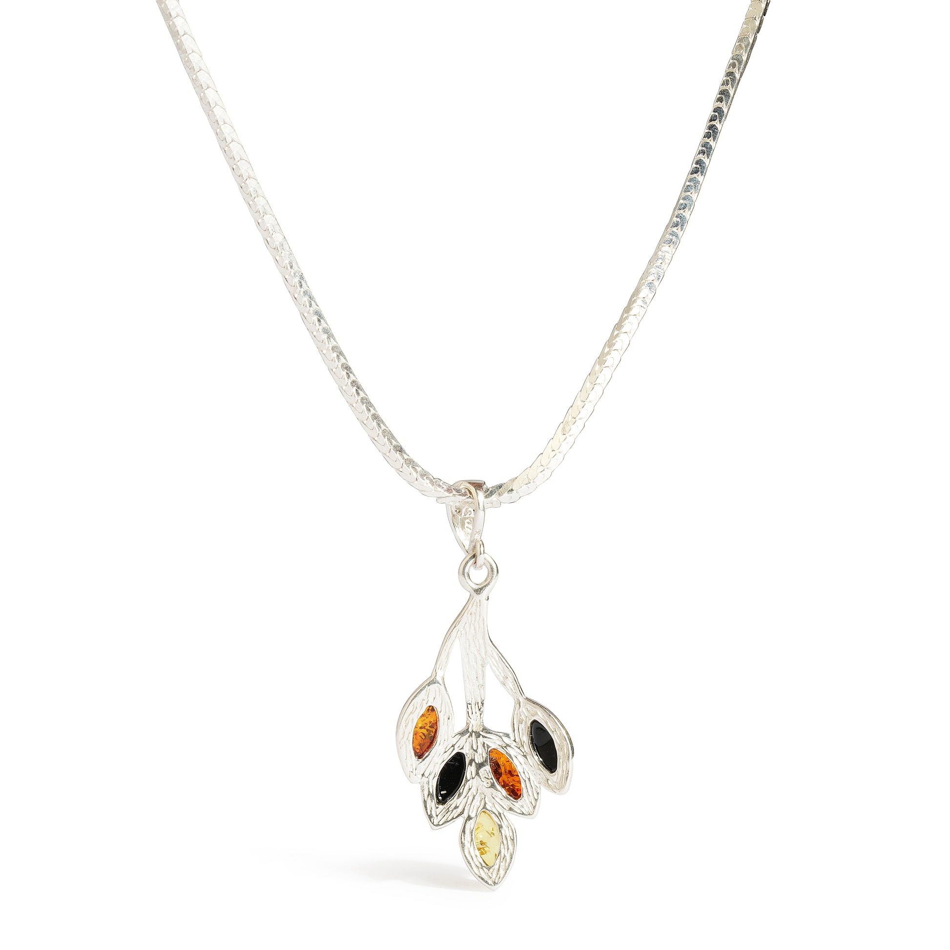 Five-Leaves Twig Pendant in Sterling Silver