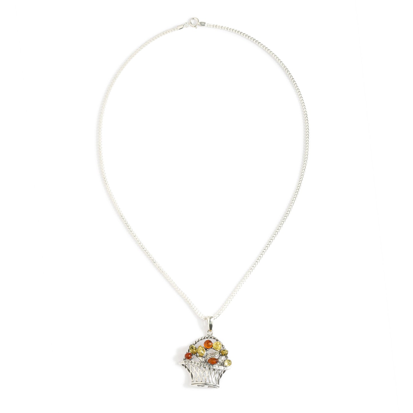 Flower Basket Pendant in Sterling Silver