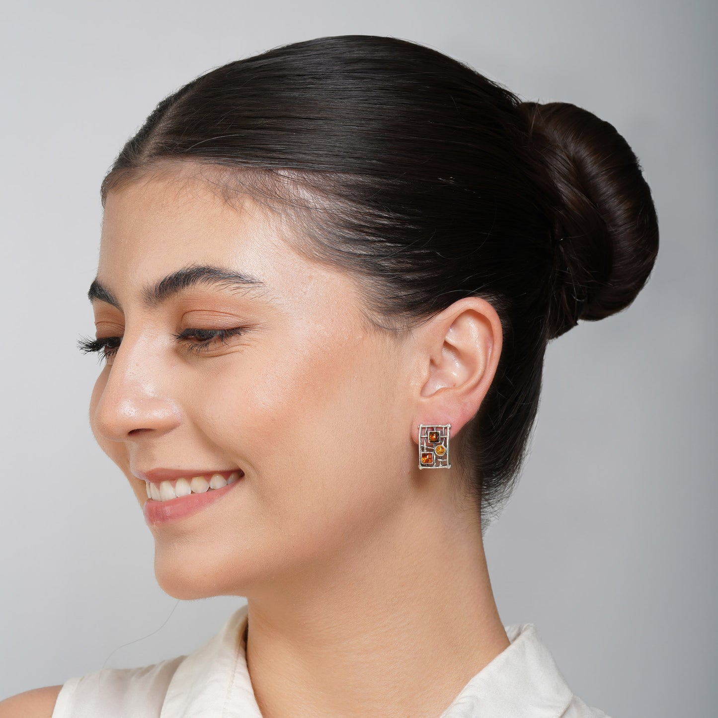 Gothic Grid Studs in Sterling Silver