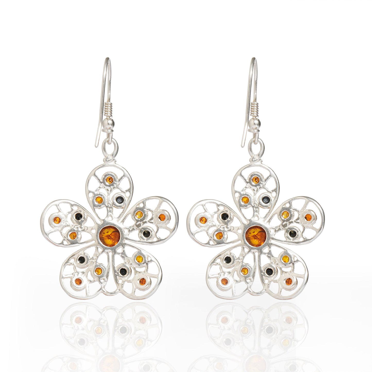 Big Flower Earrings in Sterling Silver